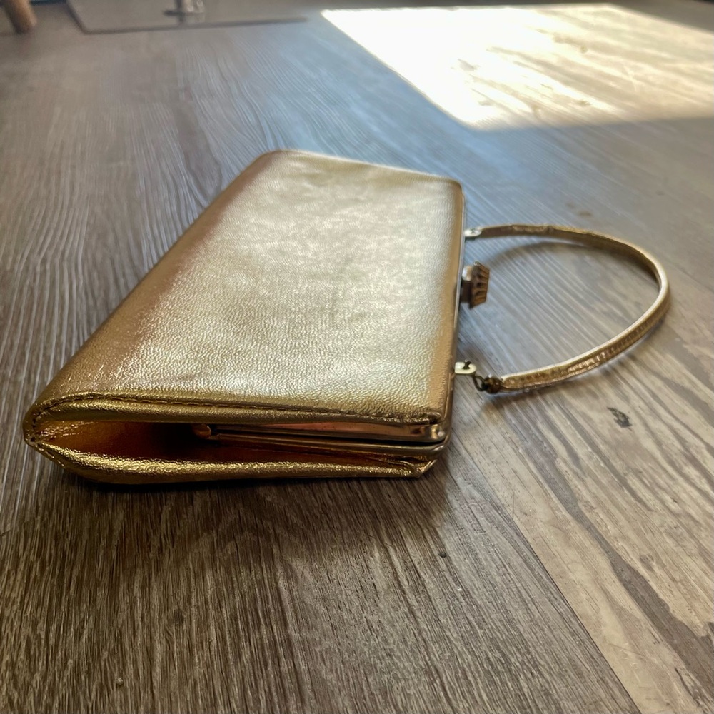 Vintage Gold Foil Metallic Snap Lock Mini Bag Purse - Picture 8 of 16